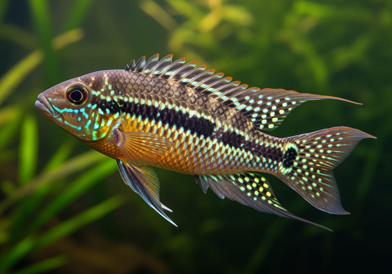 Checkerboard Cichlid (Dicrossus filamentosus) — female
