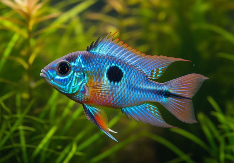 German Blue Ram (Mikrogeophagus ramirezi) — female