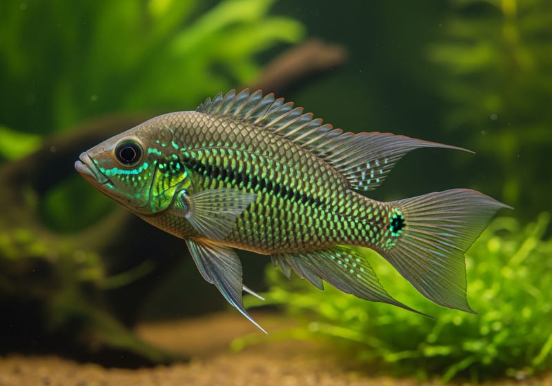 Green Terror (Andinoacara rivulatus) — female