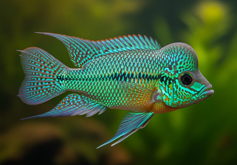 Green Terror (Andinoacara rivulatus) — male